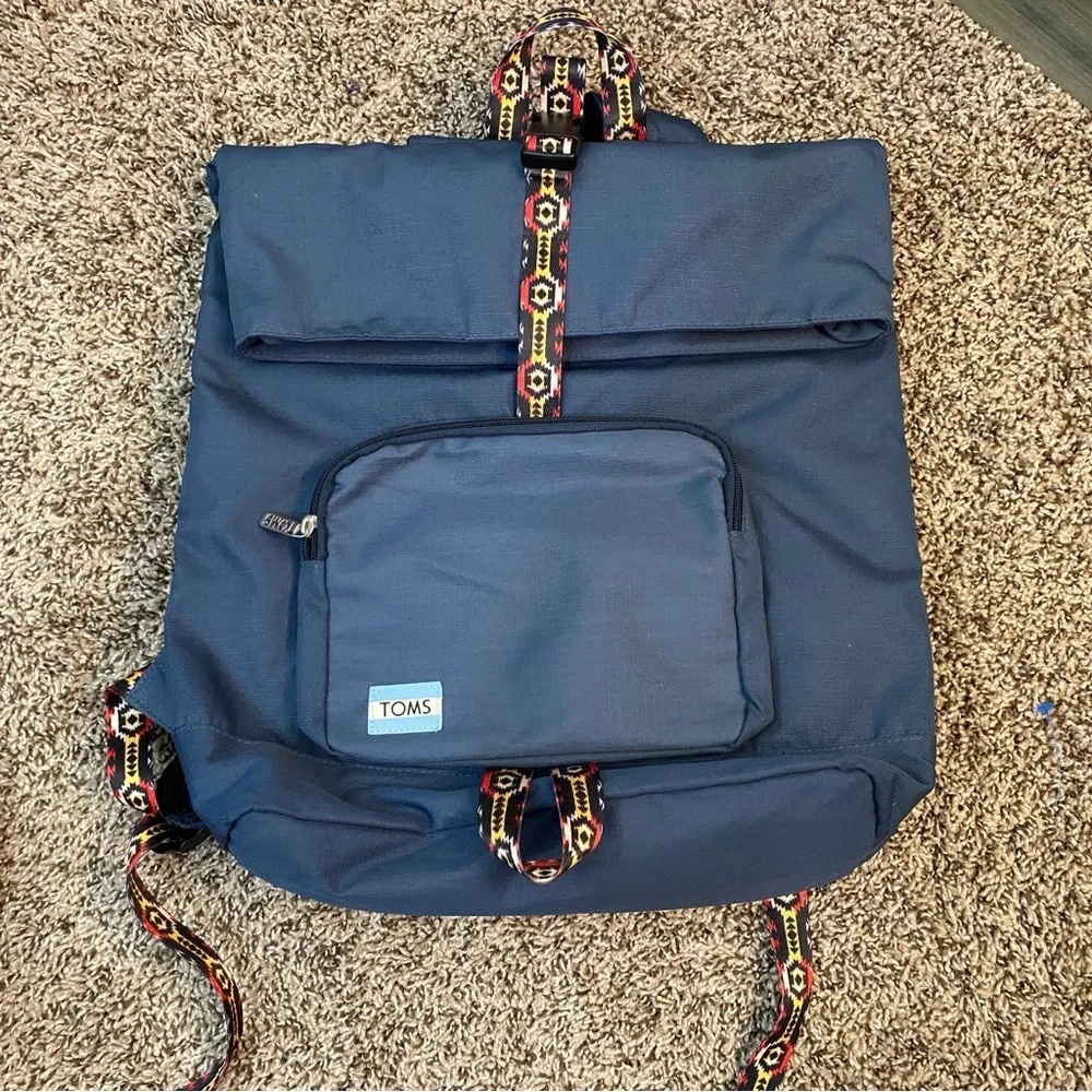 Toms Blue Backpack with Adjustable Patterned‎ Straps